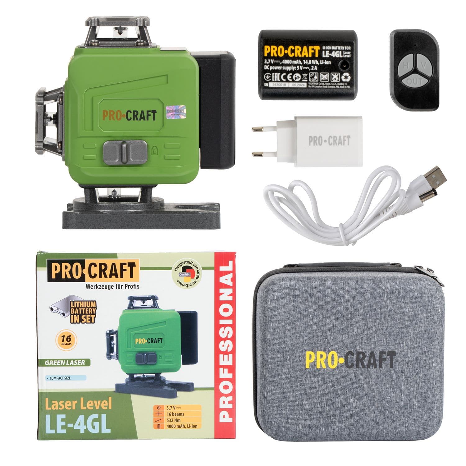 Procraft Pioziomica laserowa 16 linii 360° zestaw - zdjęcie 1