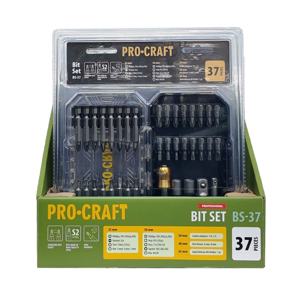 Procraft Zestaw bitów i adapterów 37 elementów - zdjęcie 3