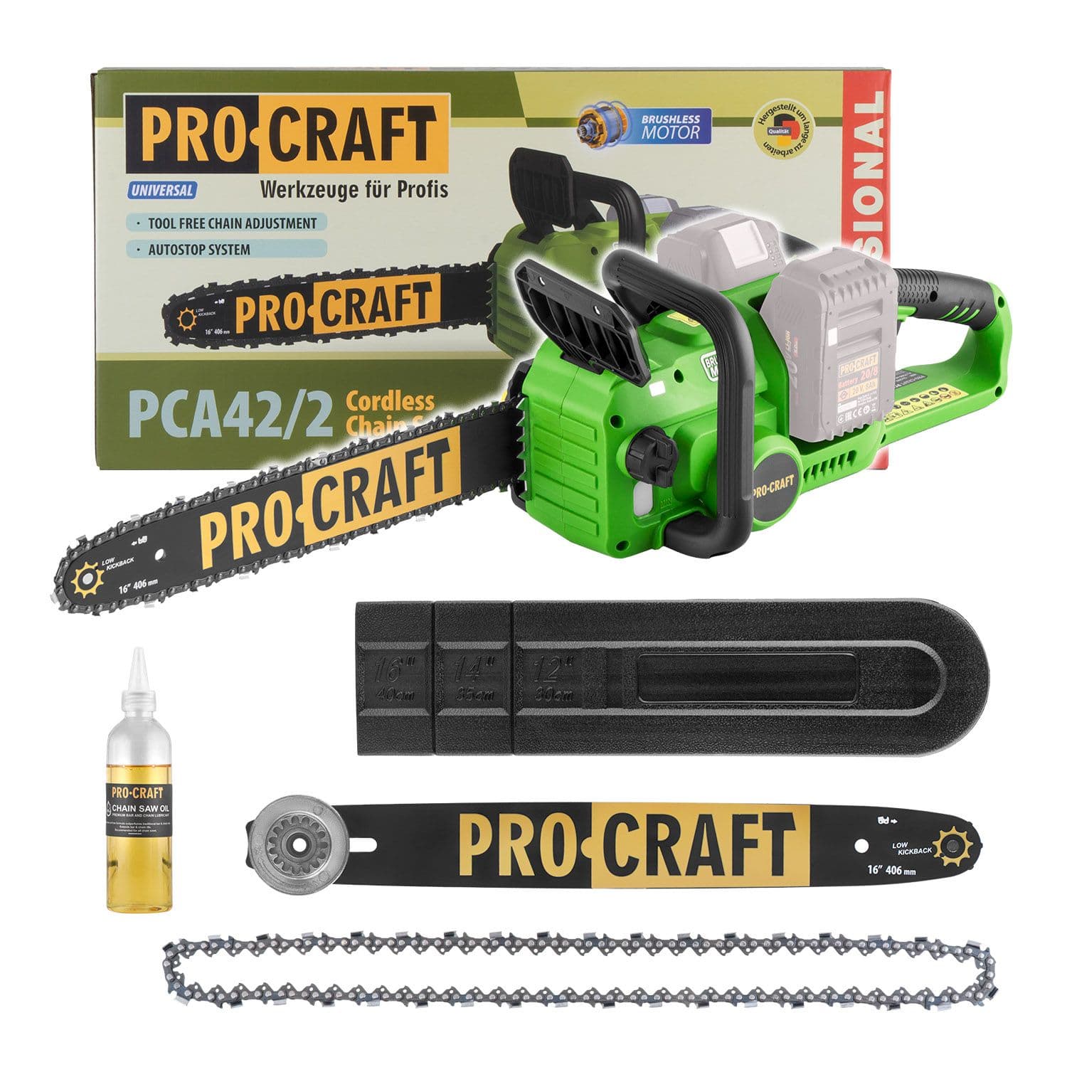 Procraft Akumulatorowa pilarka łańcuchowa 2x20V 406mm (bez akum. i ładowarki) - zdjęcie 1