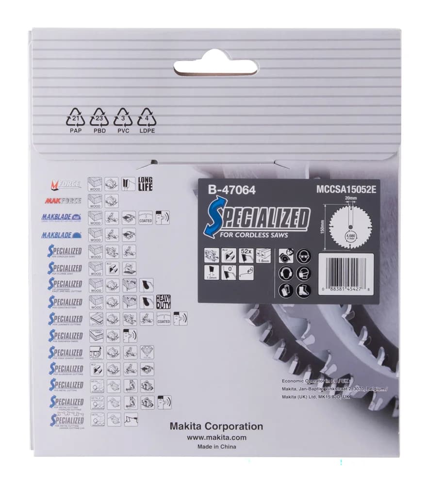 Makita Tarcza do piły, Specialized T.C.T, 150 x 20 mm, 52 Z do aluminium - zdjęcie 3