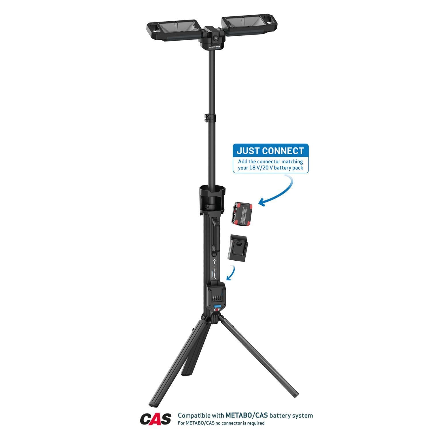 Scangrip Zestaw lampa budowlana 8000 lm na statywie TOWER 8 CONNECT+aku 5,2Ah+ładowarka+power supply - zdjęcie 3