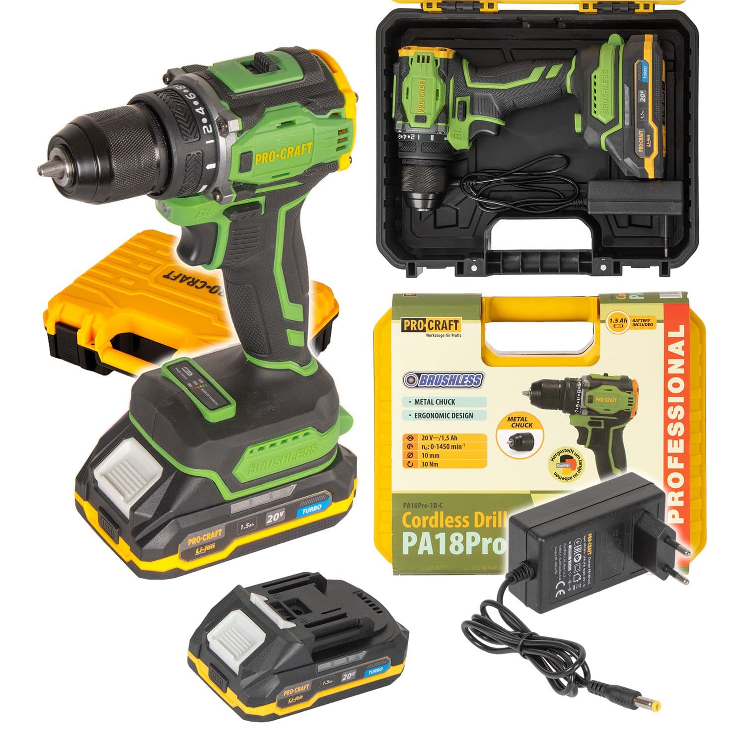 Procraft Wiertarko-wkrętarka akumulatorowa 20V 30Nm Zestaw - zdjęcie 1