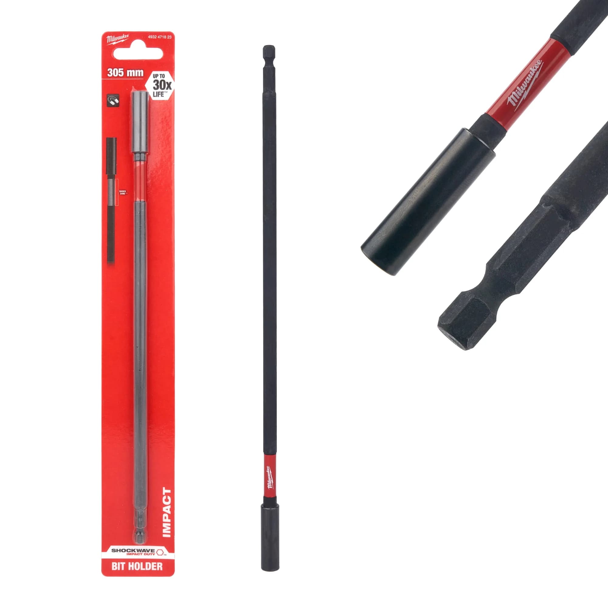 Uchwyt, końcówka magnetyczna do bitów przedłużka 305 mm Milwaukee Shockwave - zdjęcie 1