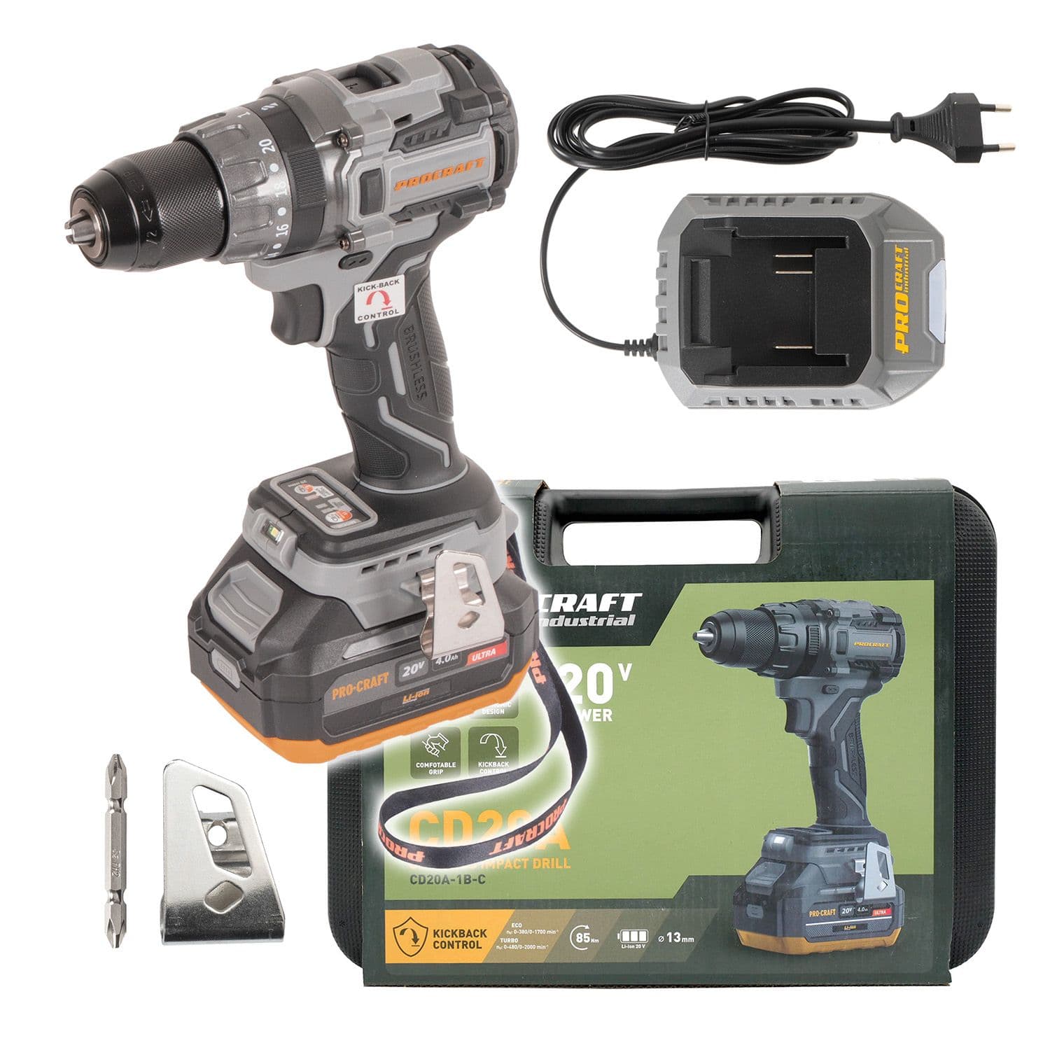 Procraft Industrial Wiertarko-wkrętarka udarowa aku 20V 85Nm - zdjęcie 1