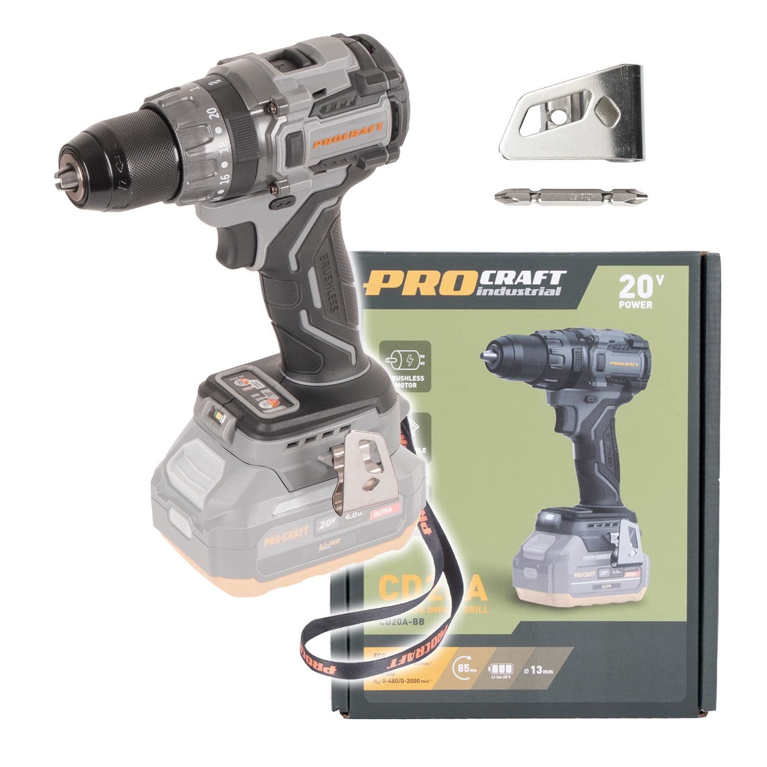 Procraft Industrial Wiertarko-wkrętarka aku 20V 85Nm(bez akumulatora i ładowarki) - zdjęcie 1
