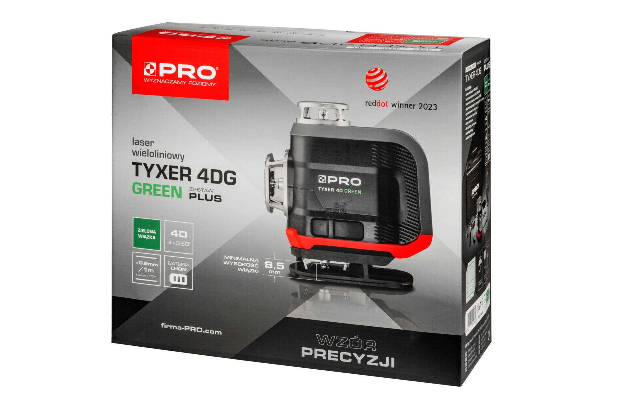 Pro Zestaw Laser TYXER 4DG PLUS + Tyczka 3,3m + Statyw 1,5m + Podstawa do skosów + zestaw bitów Makita - zdjęcie 4