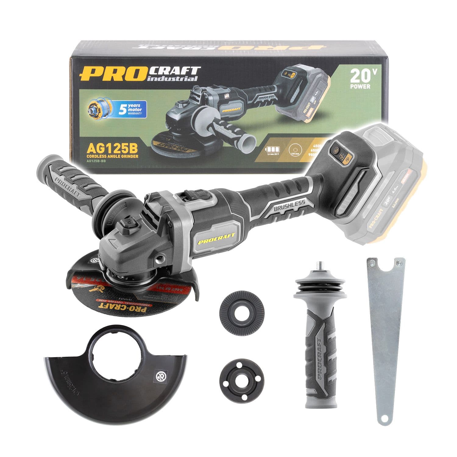 Procraft Industrial Akumulatorowa szlifierka kątowa 20V 125mm Body/korpus - zdjęcie 1