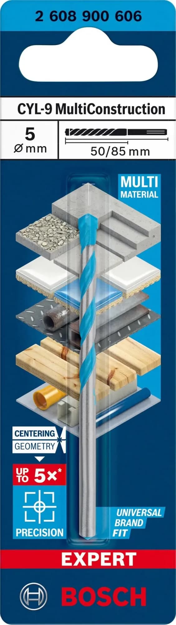 Bosch wiertło Cyl-9 MultiConstruction 5 x 85 mm - zdjęcie 1