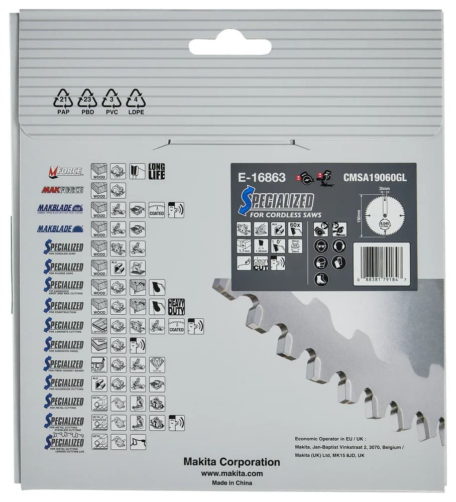 Makita Tarcza tnąca, EFFICUT T.C.T, 190 x 30 mm, 60Z do aluminium - zdjęcie 3