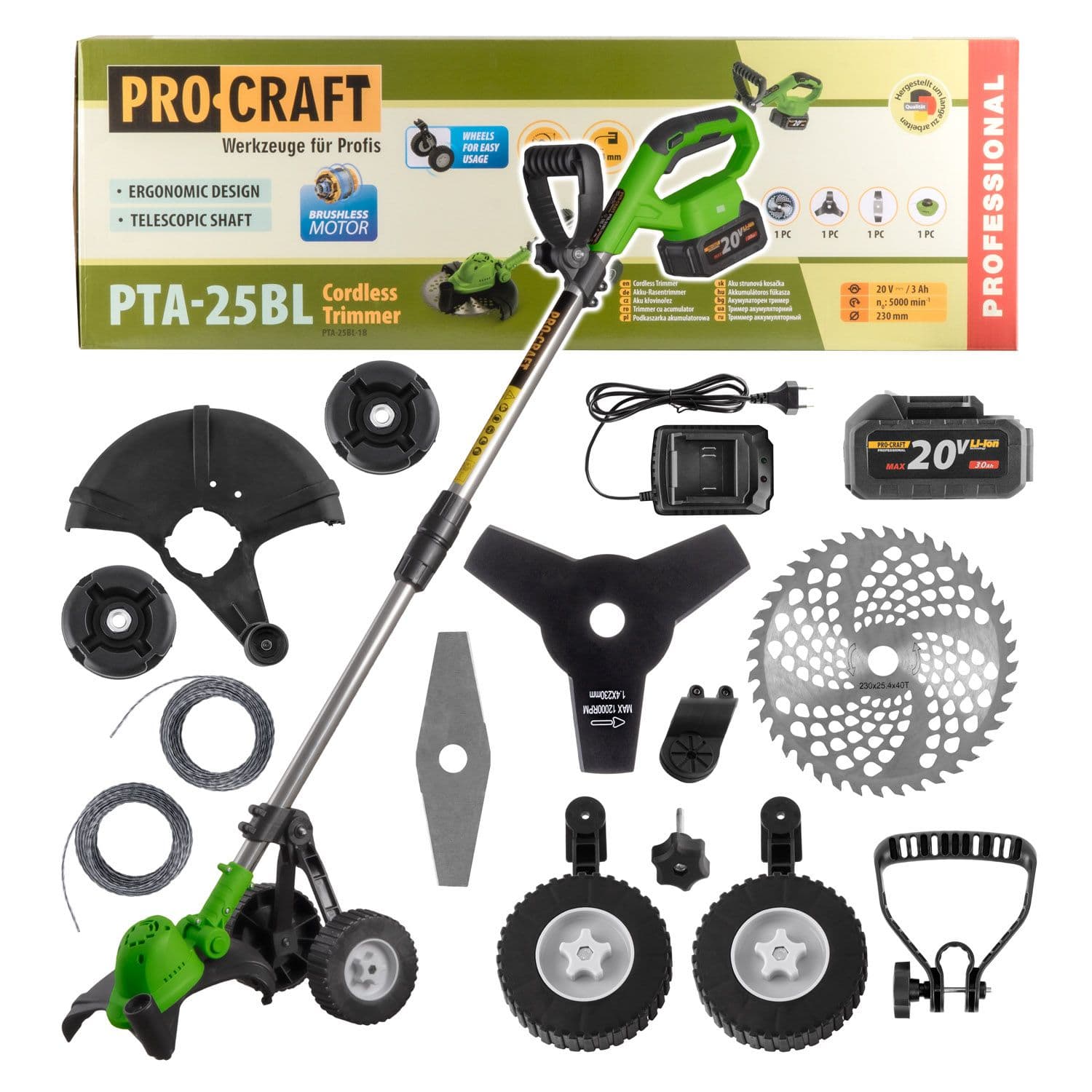 Procraft Podkaszarka akumulatorowa 20V Zestaw - zdjęcie 1