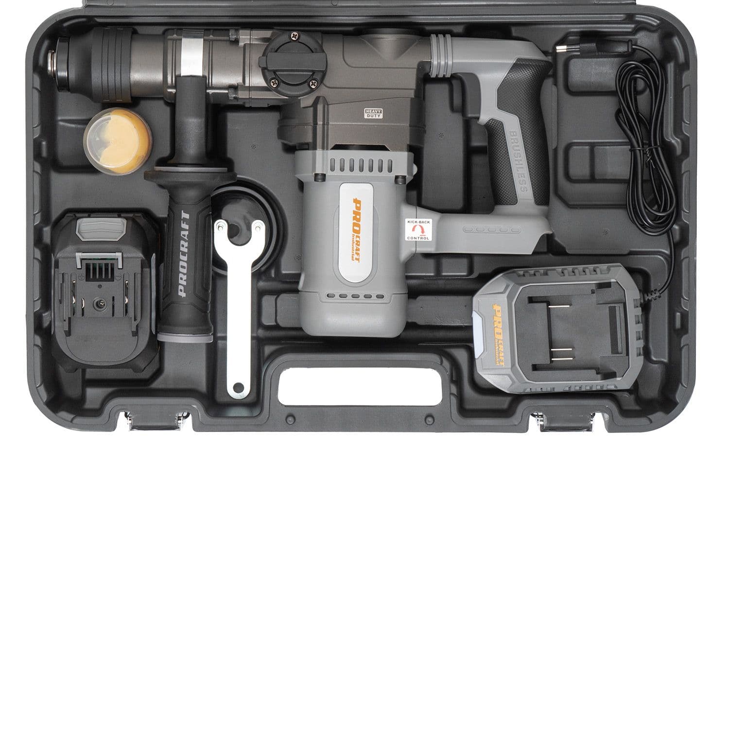 Procraft Industrial Akumulatorowy młot udarowo-obrotowy 3,8J SDS-Plus zestaw - zdjęcie 5