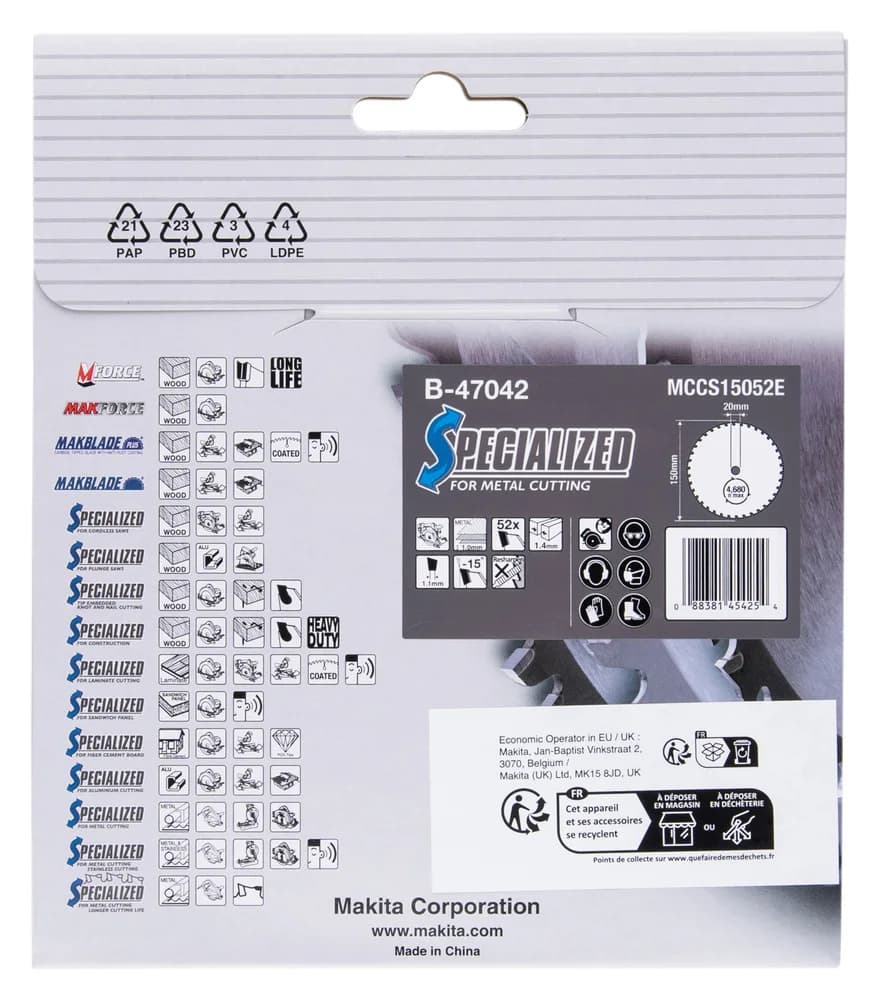 Makita Tarcza do piły, Specialized T.C.T, 150 x 20 mm, 52 Z do metalu - zdjęcie 3
