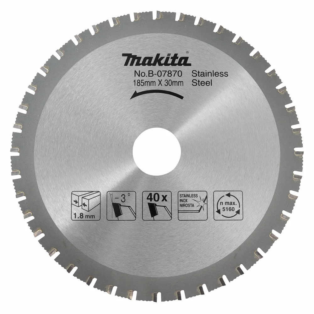 Makita Tarcza do piły, Specialized T.C.T., 185 x 30 mm, 40 Z do stali nierdzewnej