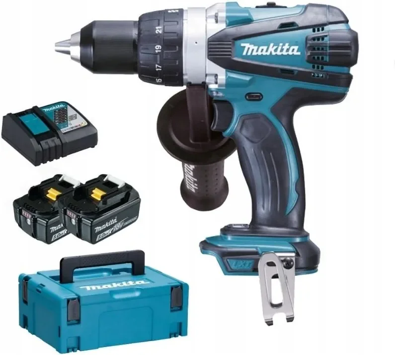 DDF458RTJ - Zestaw 2x 5,0Ah aku + ładowarka + walizka makpac