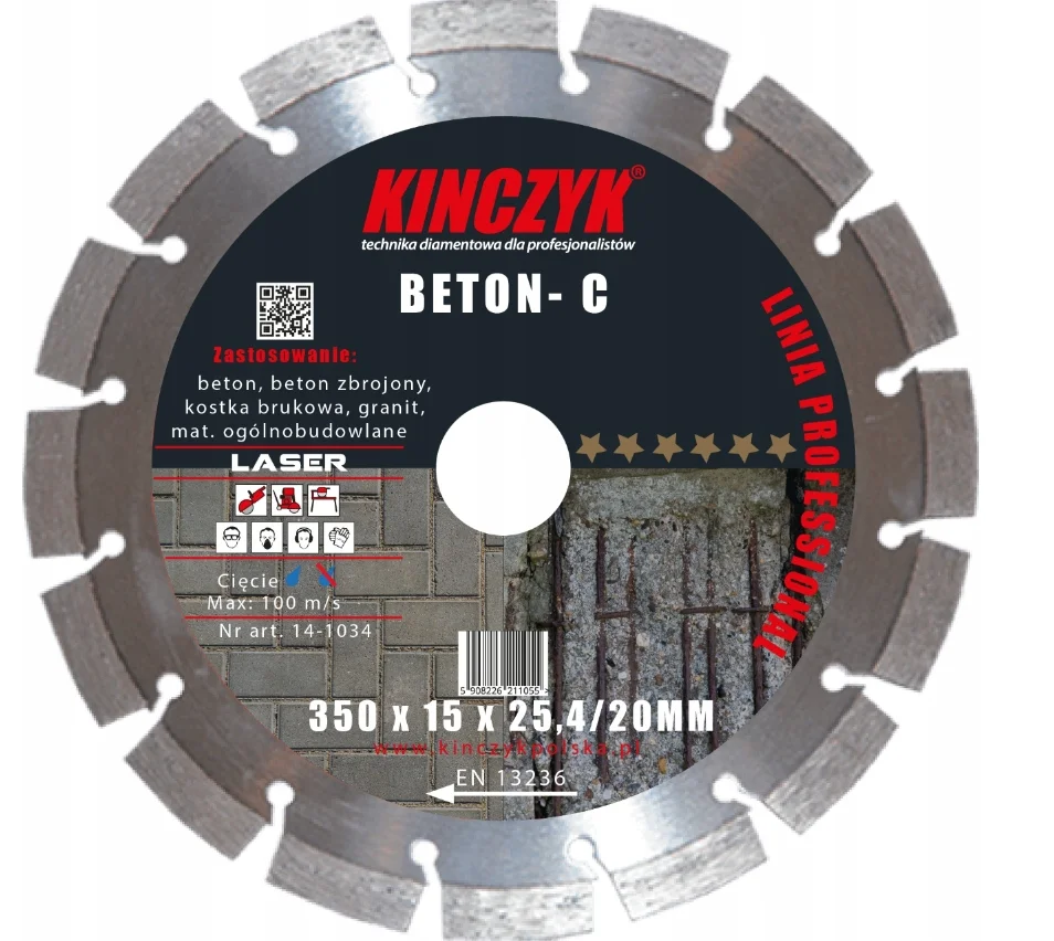 Kinczyk Tarcza diamentowa beton-C Professional 350x15x22,23mm