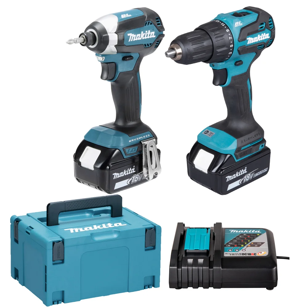 Makita zestaw combo DHP490+DTD153, 2 aku 5,0Ah, ładowarka, walizka
