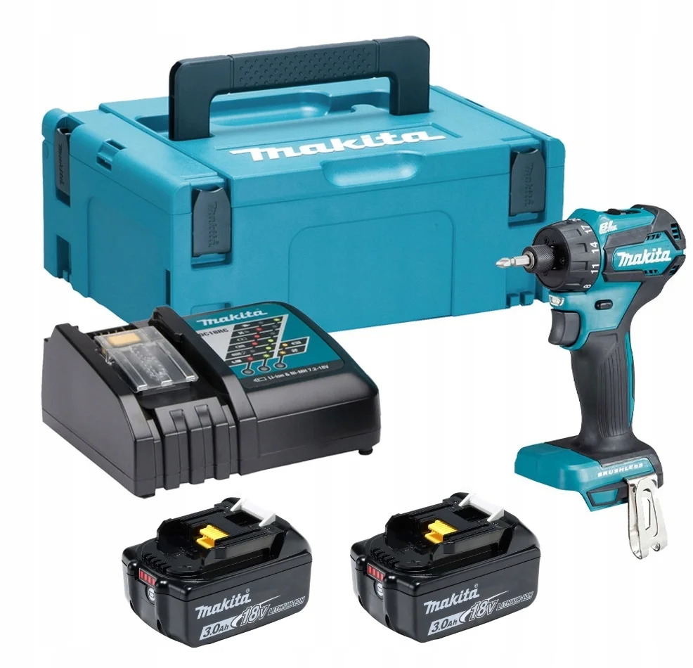 DDF083RFJ Zestaw 2 aku 3,0Ah+ ładowarka+makpac